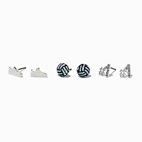 Volleyball Player Stud Earrings - 3 Pack