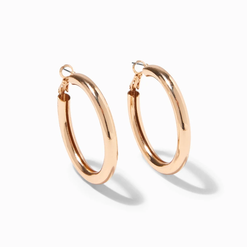 Gold-tone Tube 40mm Hoop Earrings