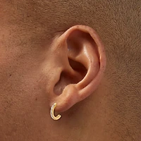 C LUXE by Claire's Gold-tone Titanium Cubic Zirconia Flat Back Hoop Earrings