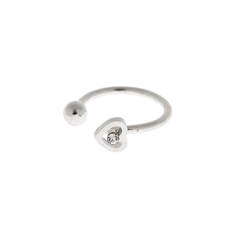 Silver-tone Stainless Steel Heart Outline Faux Nose Ring