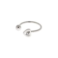 Silver-tone Stainless Steel Heart Outline Faux Nose Ring