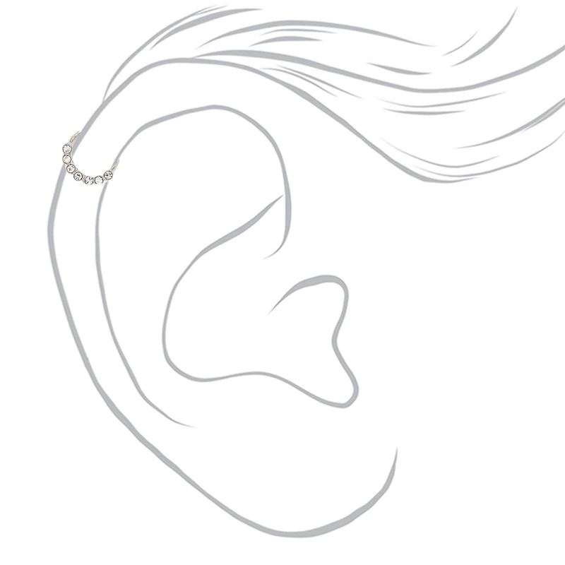 Silver-tone Crystal Pearl Faux Cartilage Earrings - 3 Pack