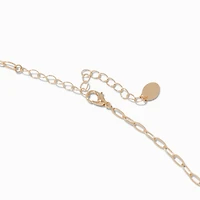 Gold-tone Paperclip Faux Pearl Heart Y-Neck Necklace