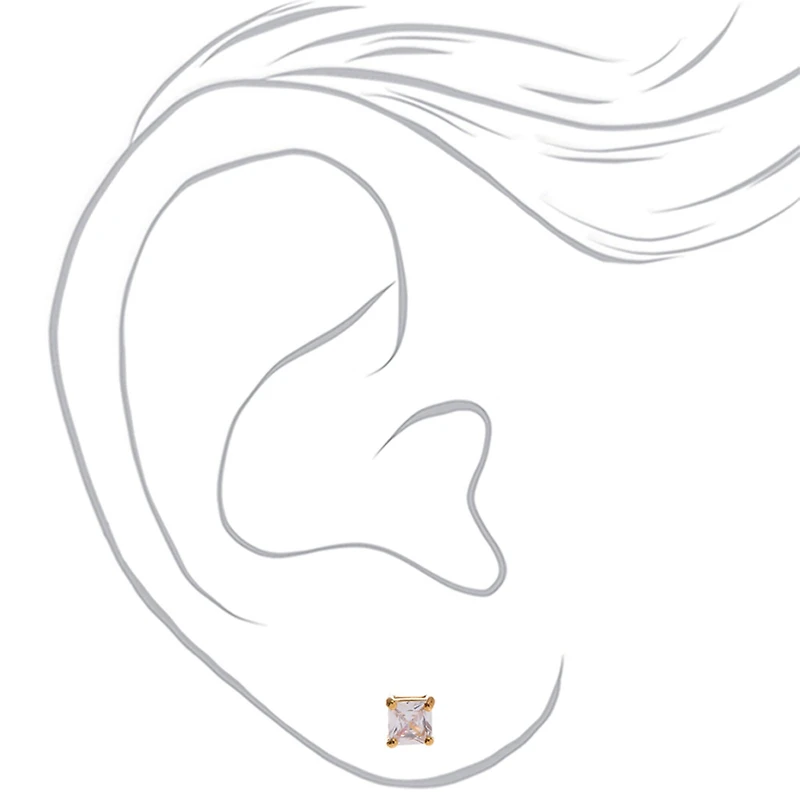 C LUXE by Claire's 18kt Gold Plated Cubic Zirconia 5mm Square Stud Earrings