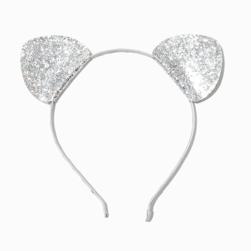 Silver Glitter Cat Ear Headband