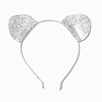 Silver Glitter Cat Ear Headband