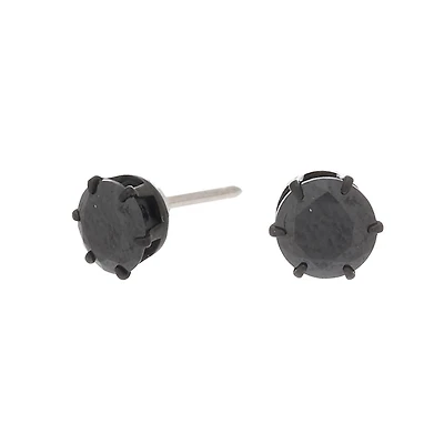 C LUXE by Claire's Black Titanium Cubic Zirconia 5mm Round Stud Earrings