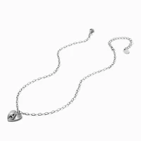 Silver-tone Radiant Heart Initial Pendant Necklace