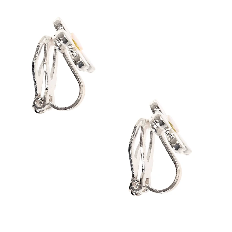 White Daisy Clip-On Earrings