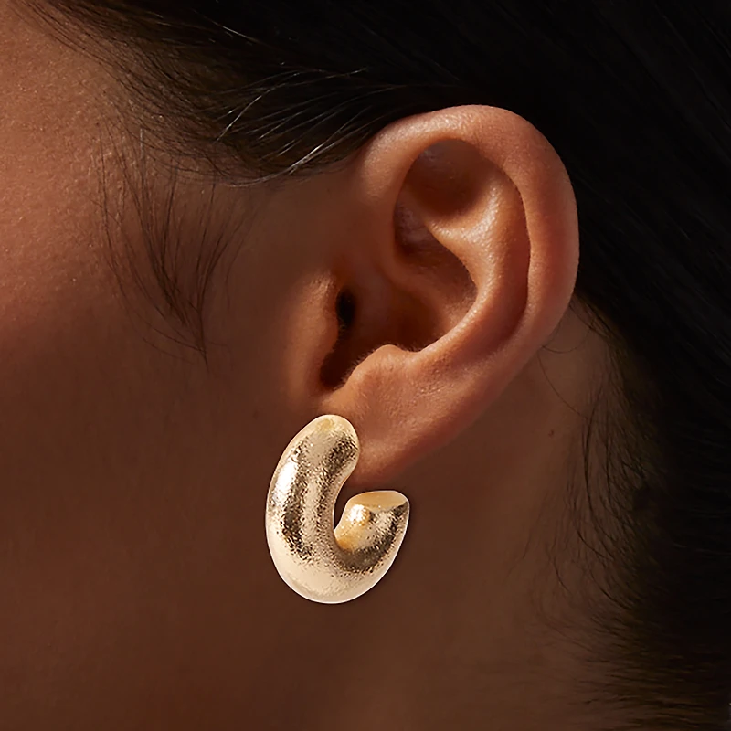 Gold-tone Thick Foil Hoop Earrings