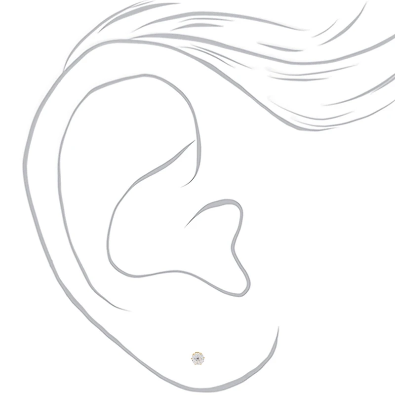 C LUXE by Claire's Gold-tone Titanium Cubic Zirconia 5mm Round Stud Earrings