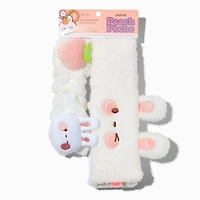 Peach Bunny Makeup Bow Headwrap & Face Washing Wrist Bands - 3 Pack