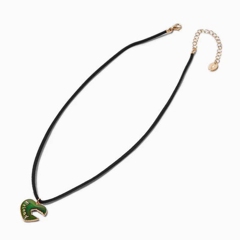 Best Friends Mood Lock & Key Pendant Black Cord Necklaces - 2 Pack