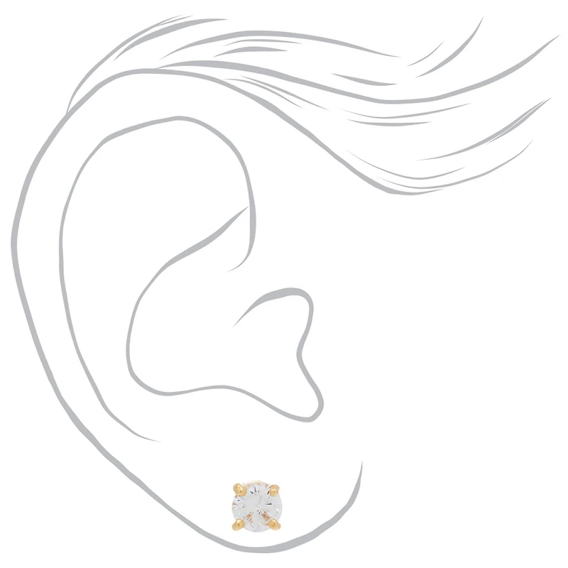 C LUXE by Claire's 18kt Gold Plated Cubic Zirconia 6mm Round Stud Earrings