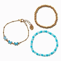 Blue Ombré Butterfly Bracelet Set - 3 Pack