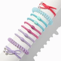 Pastel Mixed Bead & Spiral Hair Ties - 10 Pack