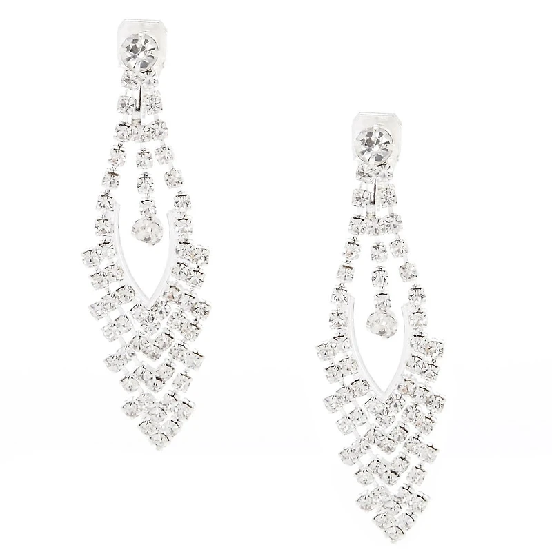 Faux Crystal Clip-On Drop Earrings