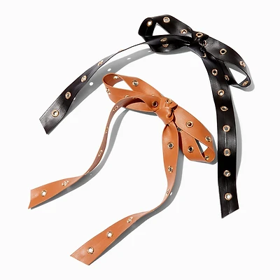 Black & Nude Studded Hair Bow Clips - 2 Pack