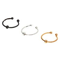 Mixed Metal Beaded Faux Hoop Nose Rings - 3 Pack