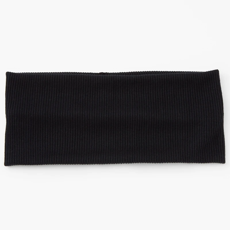 Black Flat Ribbed Headwrap