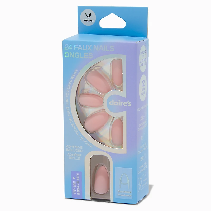 Baby Pink Short Almond Vegan Faux Nail Set - 24 Pack