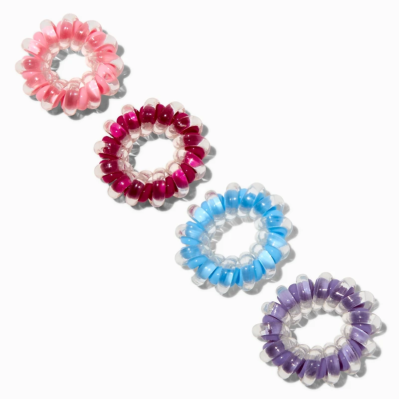 Two-Tone Spiral Hair Ties - 4 Pack
