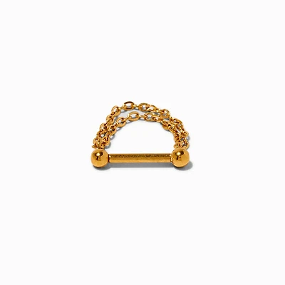 16G Gold-tone Stainless Steel Threadless Septum Nose Stud 