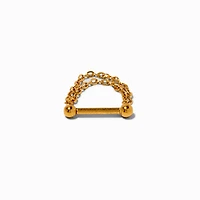 16G Gold-tone Stainless Steel Threadless Septum Nose Stud 