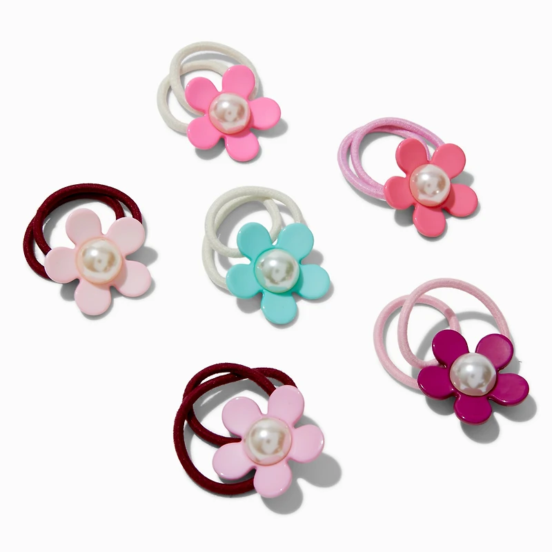 Claire's Club Jewel Tone Flower Gem Charm Hair Ties - 6 Pack