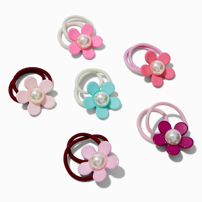 Claire's Club Jewel Tone Flower Gem Charm Hair Ties - 6 Pack