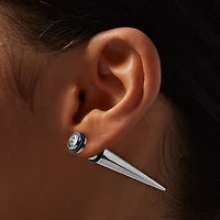Silver-tone Stainless Steel Crystal Faux Taper Earrings