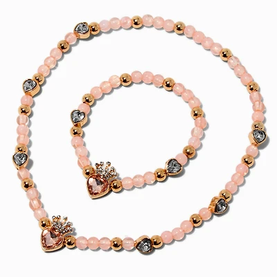 Claire's Club Pink Princess Heart Beaded Jewelry Set - 2 Pack