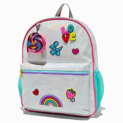 Claire's Club White Holographic Candy Dome Backpack