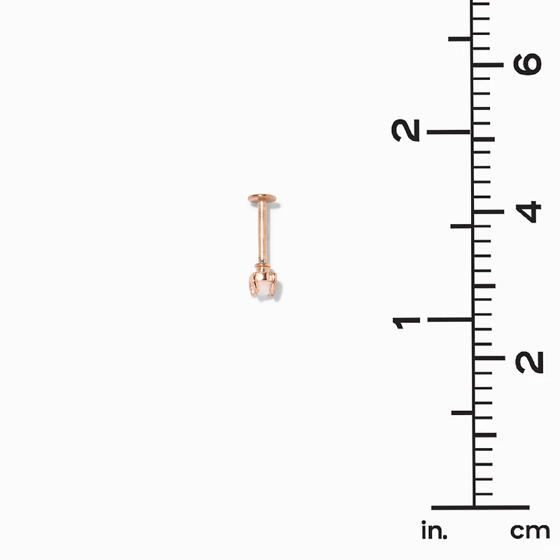 Rose Gold-tone Stainless Steel Cubic Zirconia Multi Changeable Flat Back 16G Tragus Earrings - 5 Pack