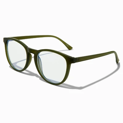 Solar Blue Light Reducing Matte Green Oval Clear Lens Frames