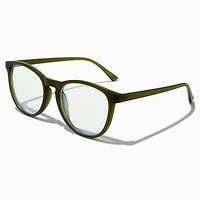 Solar Blue Light Reducing Matte Green Oval Clear Lens Frames