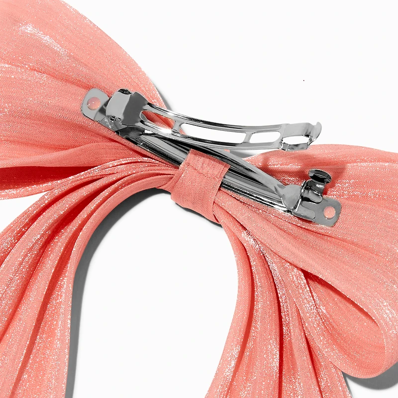 Pink Organza Hair Bow Clip