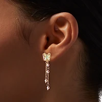 Pink Butterfly Fringe Drop Earrings