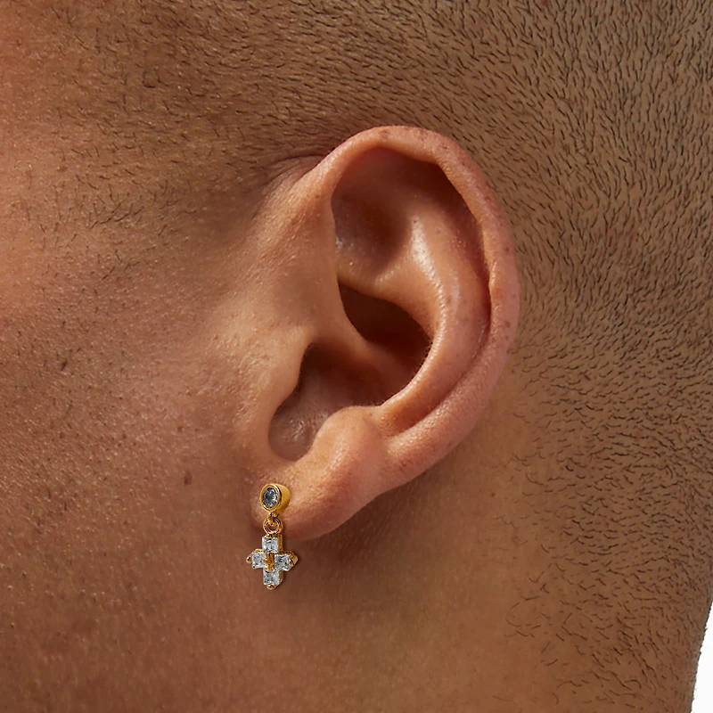 C LUXE by Claire's 18kt Gold Plated Cubic Zirconia Bezel Cross Stud Earrings