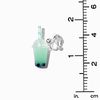 Mint Bubble Tea 0.5" Clip-On Drop Earrings