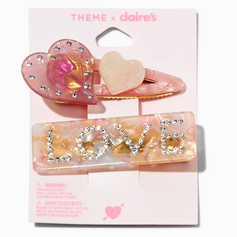 T H E M E x Claire's Love Heart Hair Clips - 2 Pack