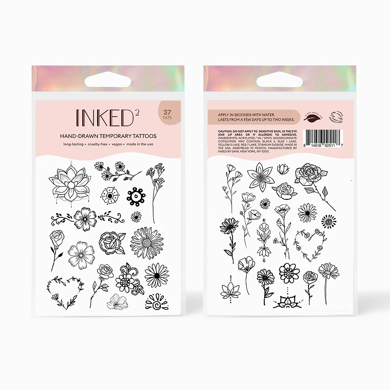 INKED2 Floral Pack Temporary Tattoos