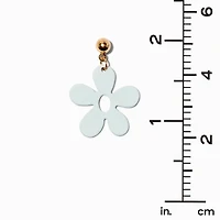 White Daisy 1" Drop Earrings