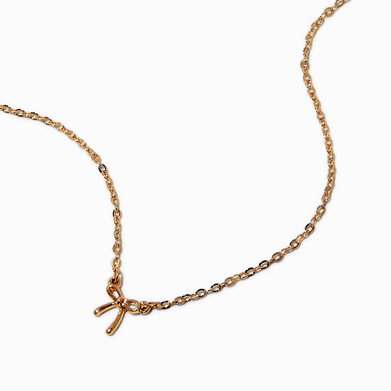 Gold-tone Micro Bow Pendant Necklace