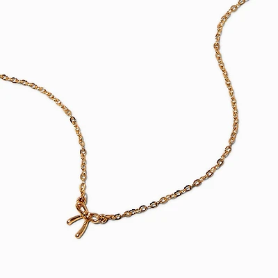 Gold-tone Micro Bow Pendant Necklace