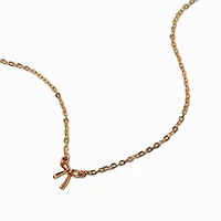 Gold-tone Micro Bow Pendant Necklace