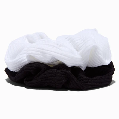 Black & White Ribbed Hair Scrunchies - 2 Pack