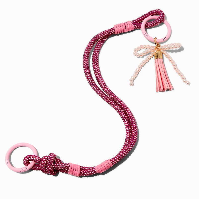 Pink Rhinestone Bow Bag Charm