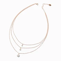 Rose Gold-tone Blush Pink Pearl Multi-Strand Necklace