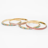 Claire's Club Gold-tone Faux Gem Glitter Bangle Bracelets - 4 Pack